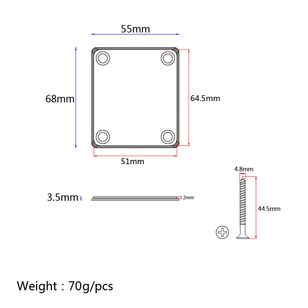 Electric Guitar Neck Plate w/ Screws for TL Bass Guitar Parts DIY Accs
