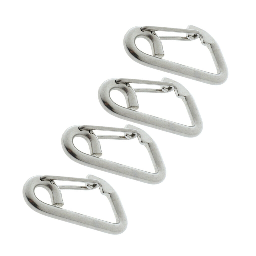 4x 6cm Marine Grade 304 Stainless Steel Spring Snap Hook Carabiner Climbing