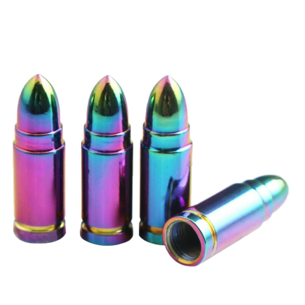 4Pcs Auto Motorcycle Bullet Aluminum Tire Valve Stem Caps Colorful