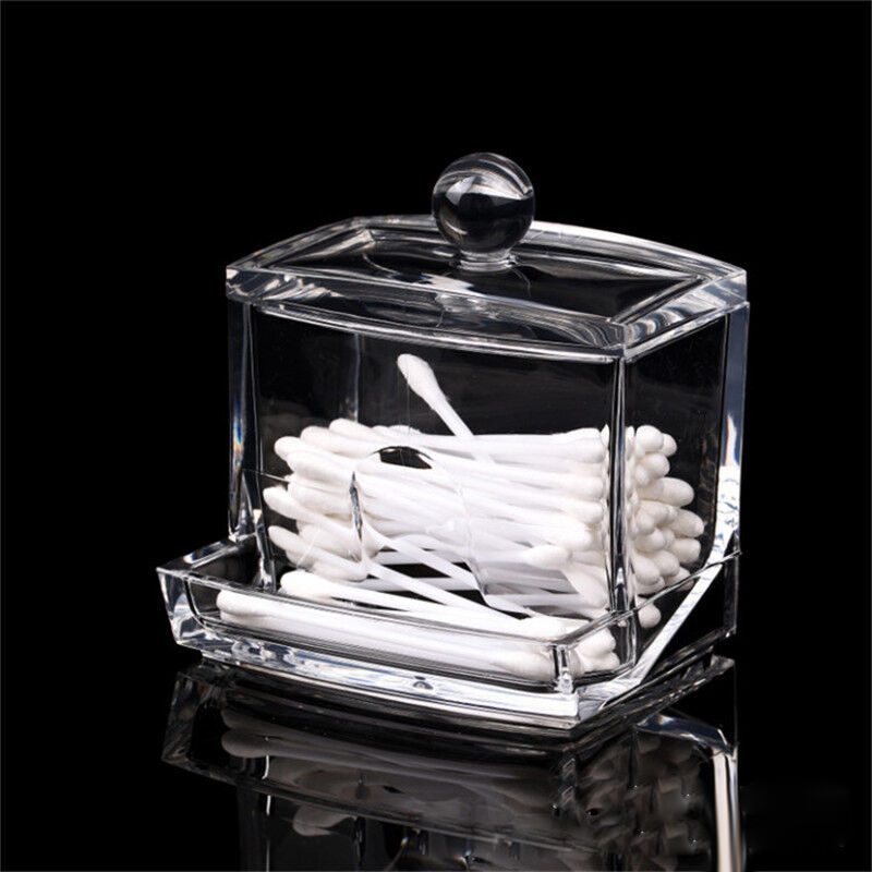 Clear Acrylic Holder Box Cosmetic Makeup Cotton Swab Q-tip Storage Organizer