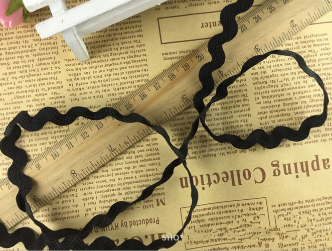 10 Yards Black Wave shape lace Wedding dress accessories Trim decoration 8mm