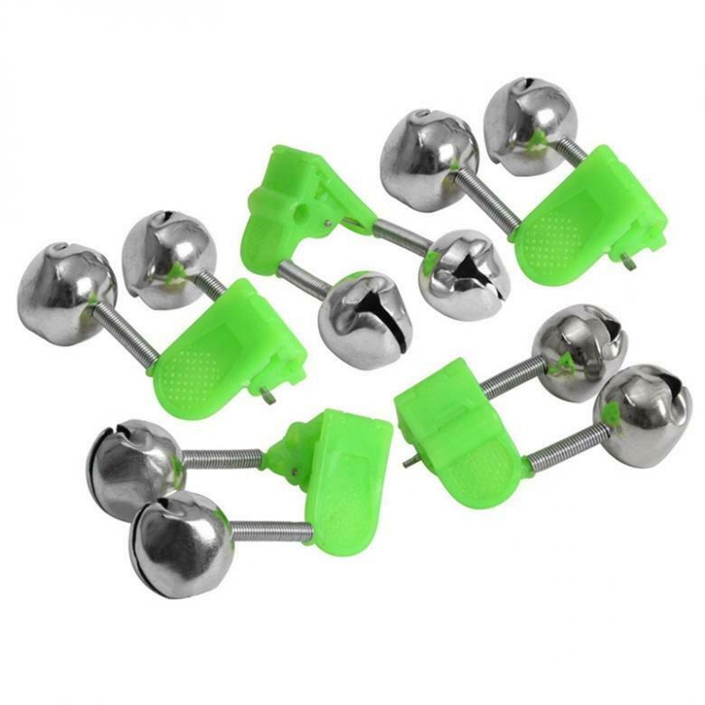5 PCS Fishing Bite Bait Alarm 2 Bells Light Rod Tip Clip Alert Bell Ring