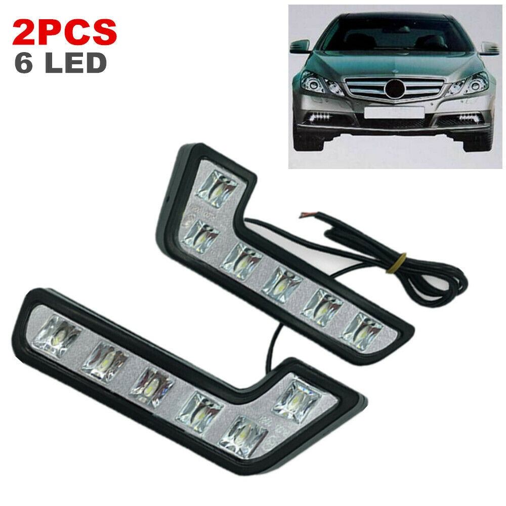 2PCS Car SUV L Shaped 6 LED Super White 12V Driving Fog Light Lamp Waterproof 3W