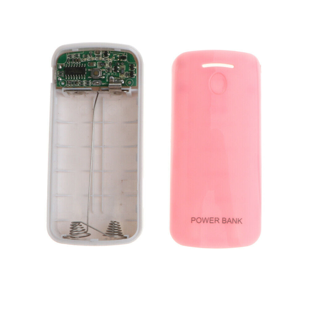 DIY Mobile Phones External USB Power Bank Case Kit 18650 Battery Boxs Pink