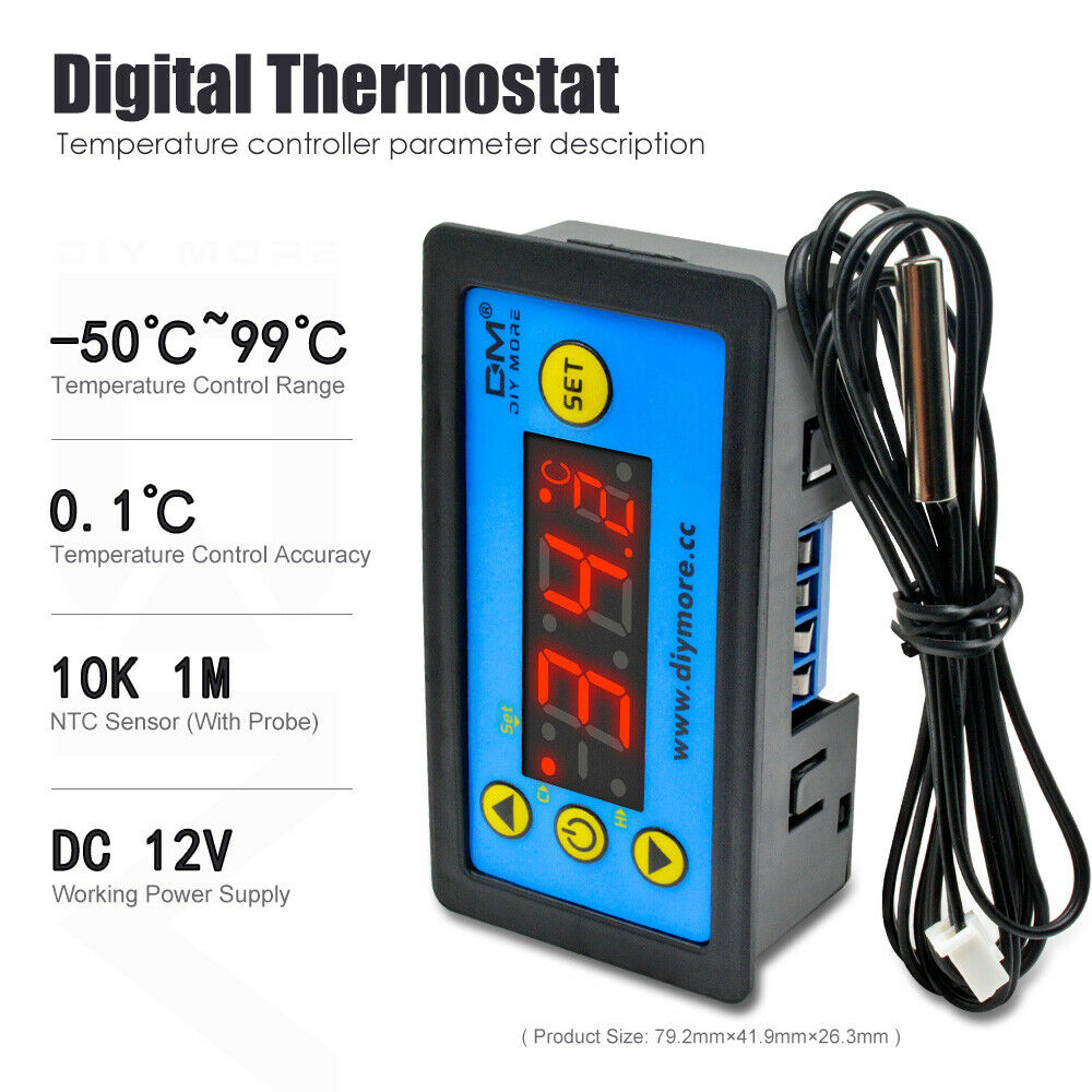 W3231 DC 12V Digital Microcomputer Thermostat Controller Sensor Single Display