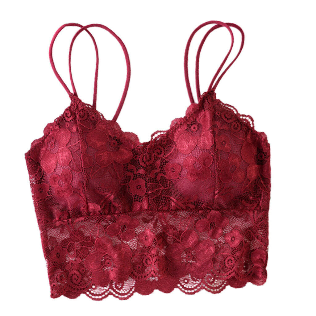 5 Pieces Women's Lace Removable Padded Bralette Push Up Lace Bra Crop Top