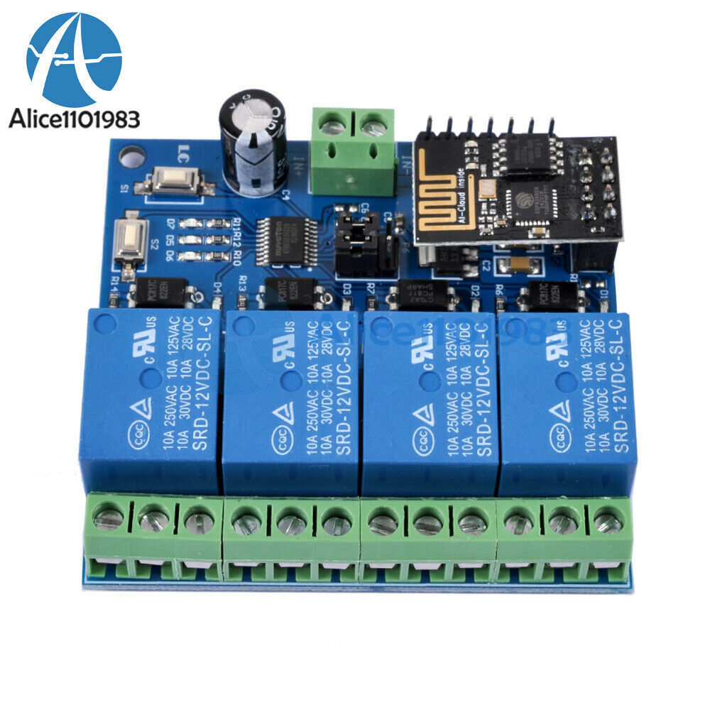 ESP8266 ESP-01 DC 12V 4 Channel WiFi Relay Module For IOT Phone APP Controller