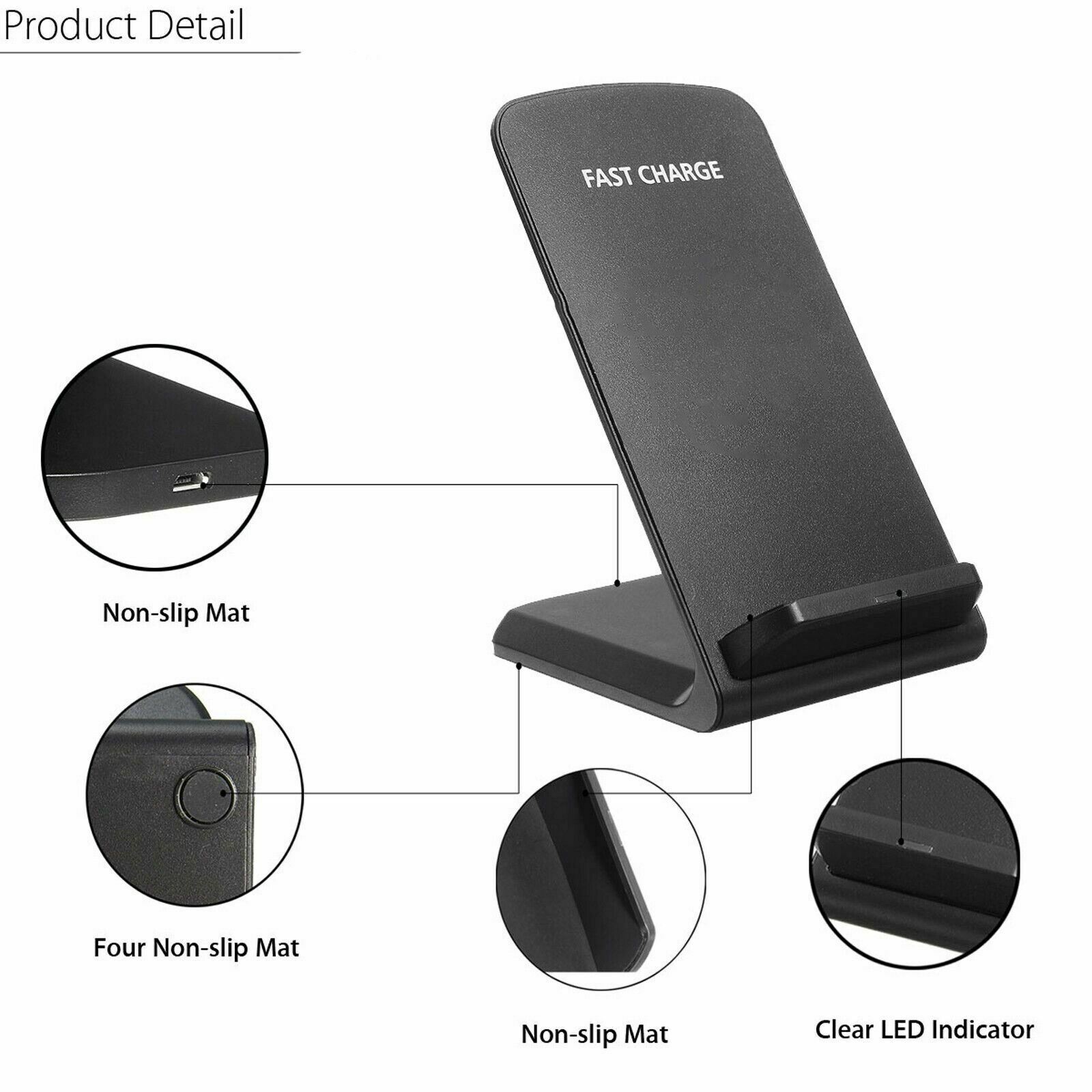 Quick Charge 2.0 10W Dual Coil Qi Wireless Charger Fast Charging Phone Dock Pad