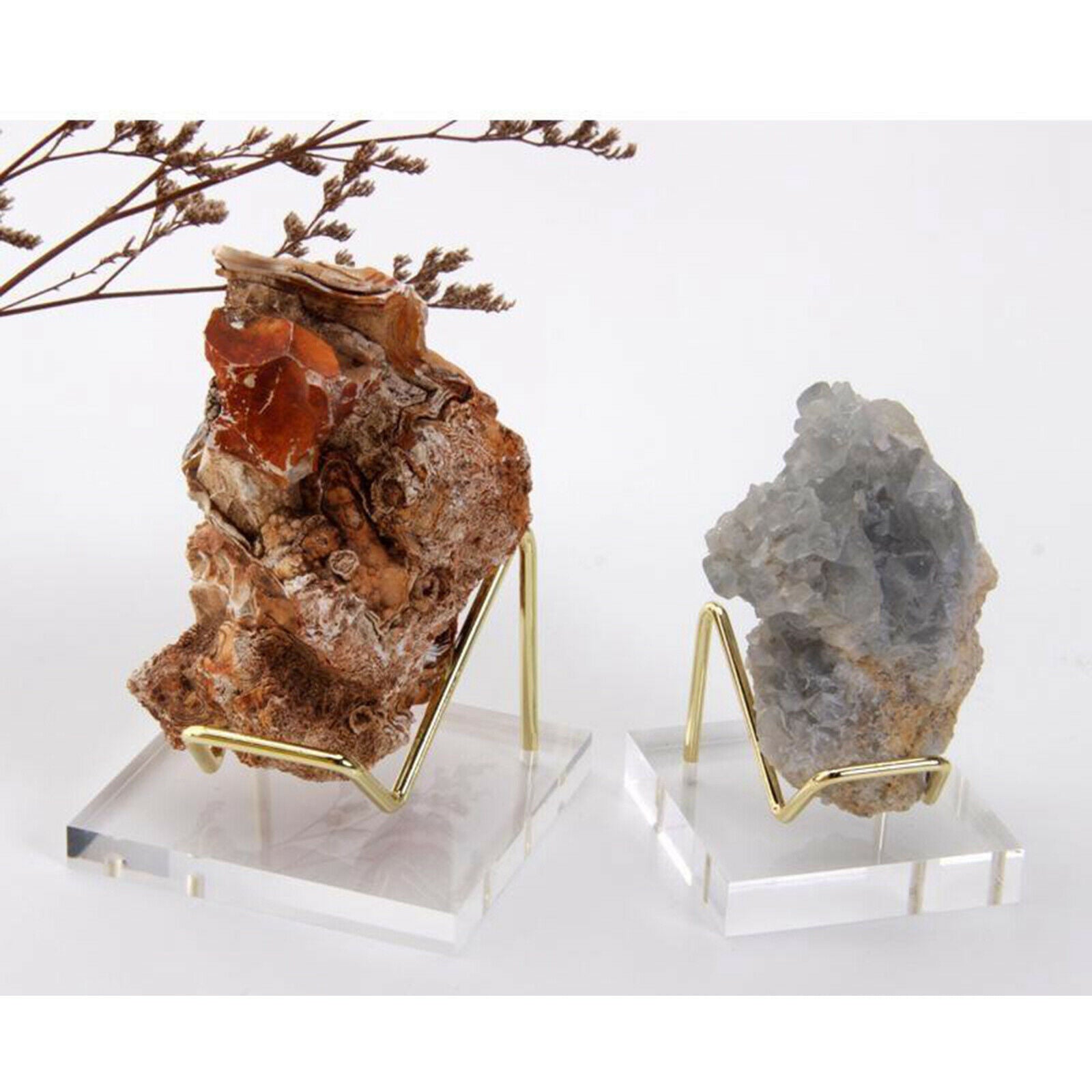 Transparent Acrylic Display Stand Easel for Mineral Fossil Rocks Quartz Medals
