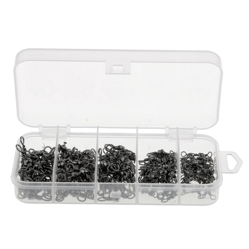 115pcs Heavy Duty Three Way Barrel Swivels Black T Ture Swivels Fishing