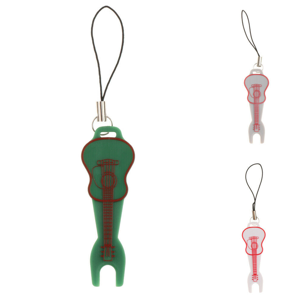 Mini Guitar-shaped Bridge Pin Puller Peg Remover w Keychain for Guitar Green