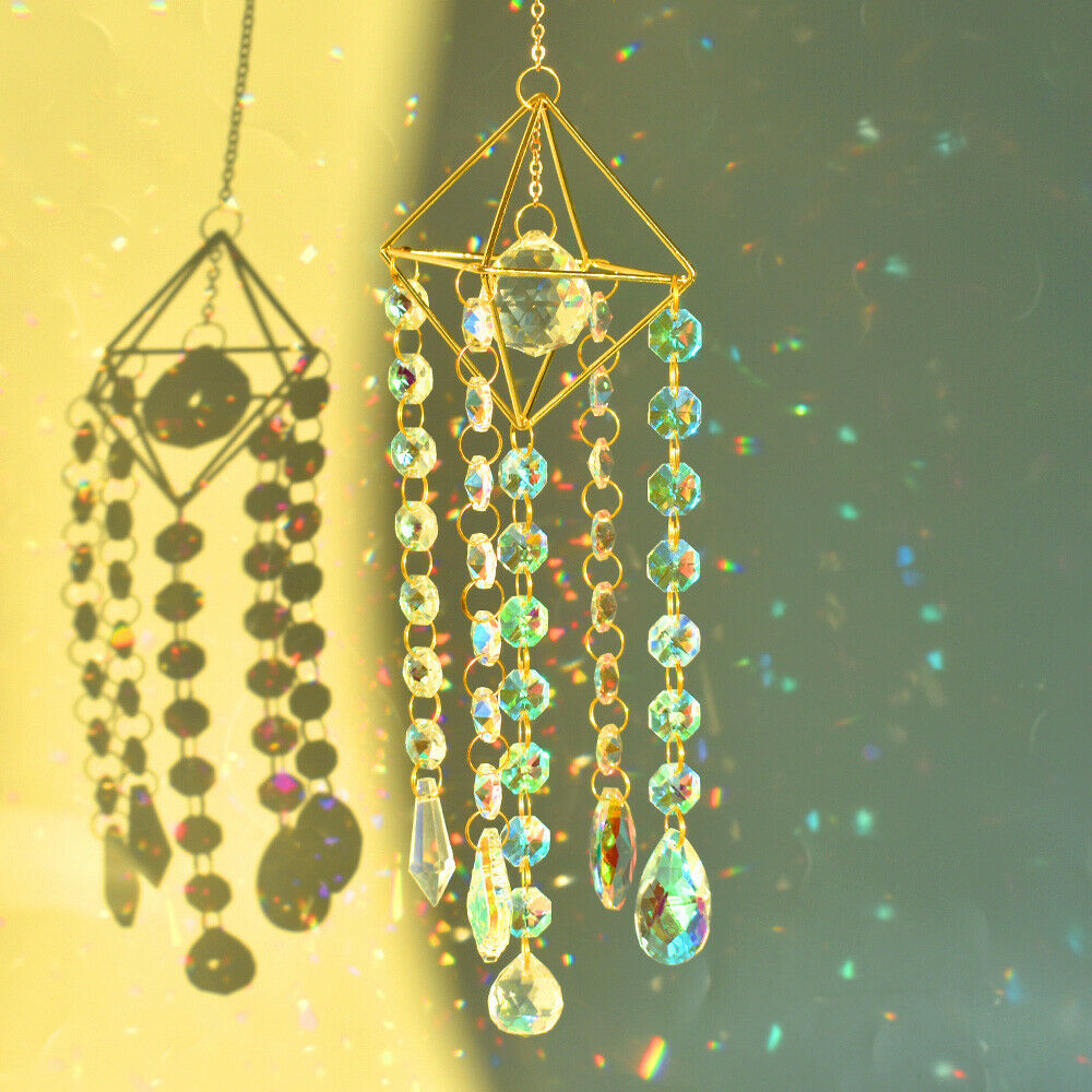 Crystal Suncatcher Prism Rainbow Maker Wind Chime Pendant Hanging Window Decor