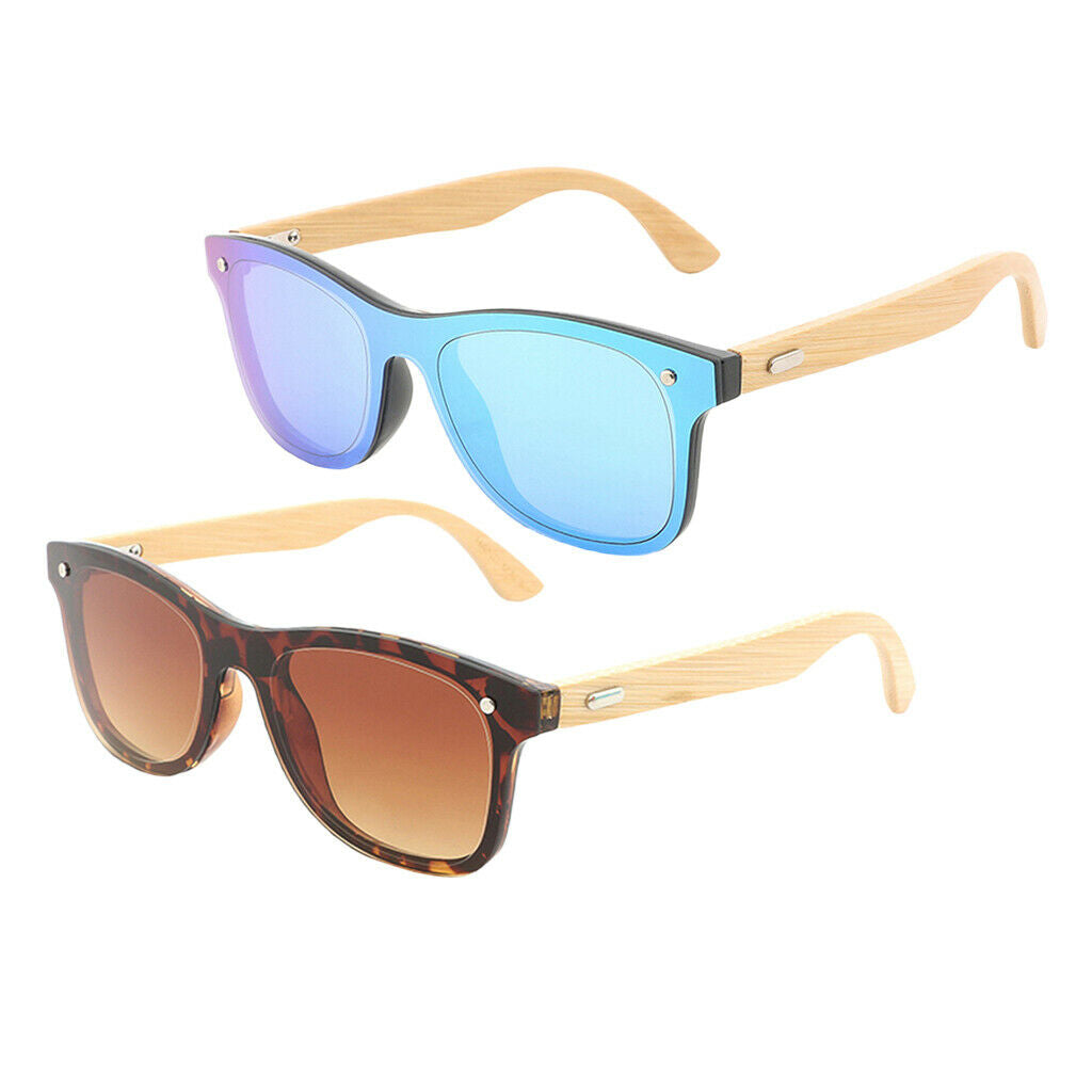 Pack of 2Pairs, Bamboo Wood Legs Sunglasses Fashion Eyeglasses Eyewear for Women