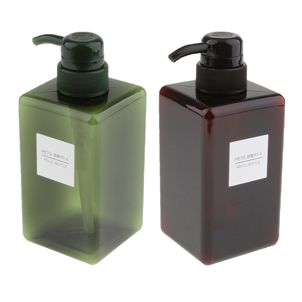 2x 450ml Pump Bottles BPA Free Cosmetic Body Wash Holder Container Leakproof
