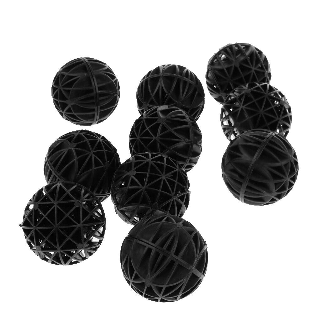 10pcs Auqarium Bio Balls Fish Pond Filter Fish Tank Filtration Black 36mm