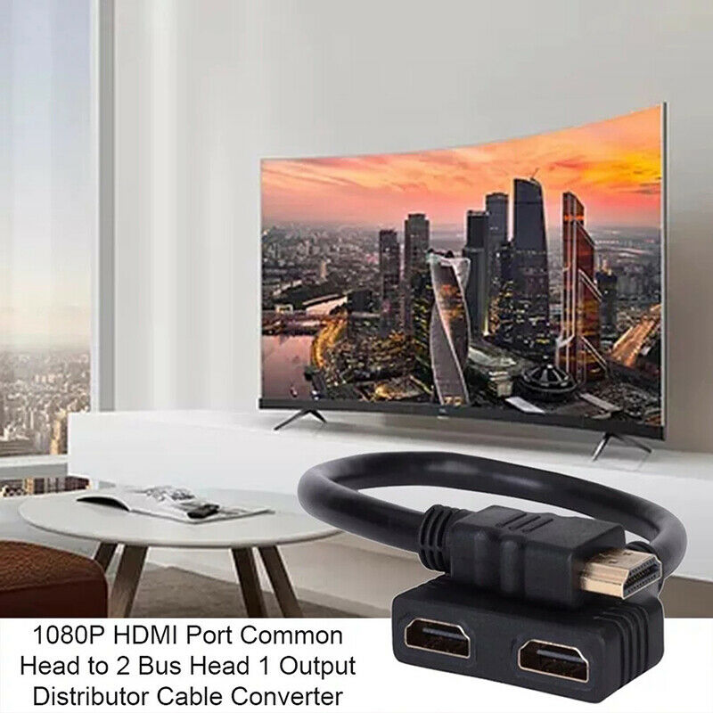 HDMI 2 Dual Port Y Splitter 1080P HDMI v1.4 Male to Double Female Adapter.l8