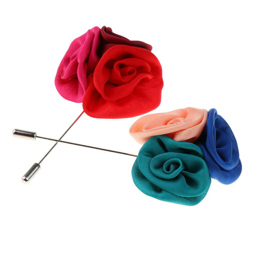 Rose Lapel Flower Handmade Boutonniere Stick Brooch Pin Men's Accessories