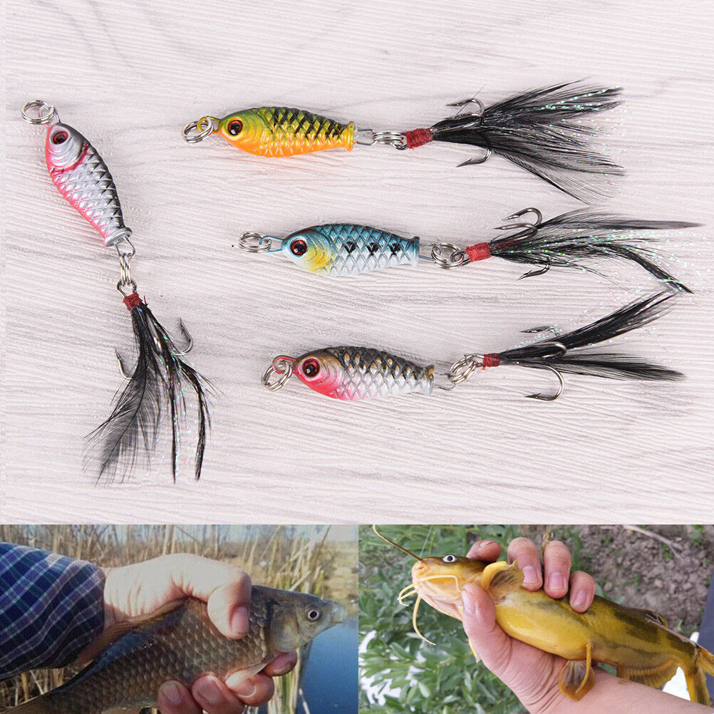 4X Lot Hard Metal Fishing Lures Cranks Bait Small Minnows Lure Bass Tackl.l8