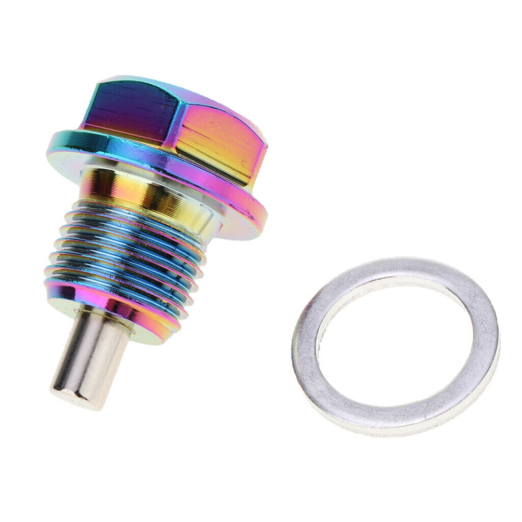 Aluminum Magnetic Engine Oil Pan Drain Bolt Screw w Gasket M12x1.5+M16x1.5