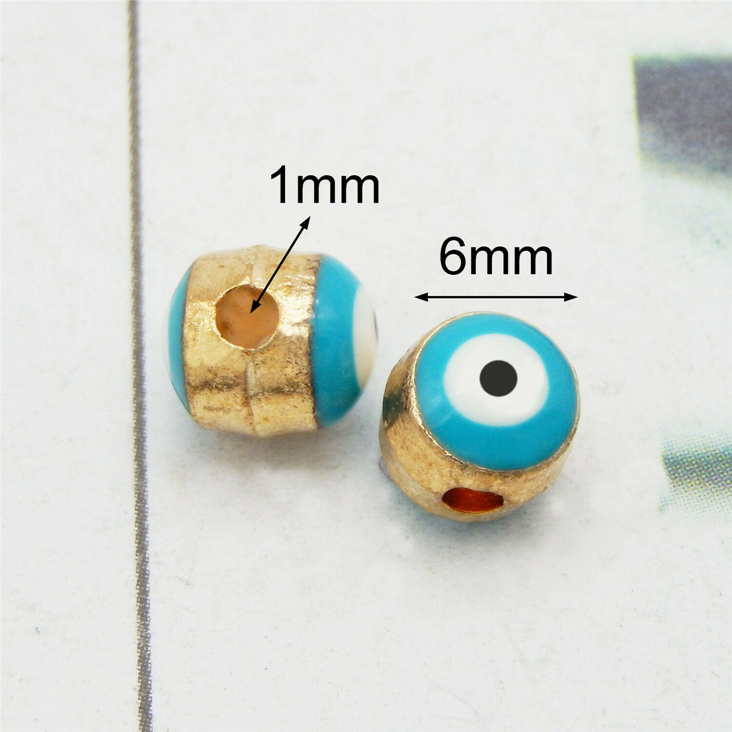 12 PCS Enamel Evil Eye Loose Spacer Heart Bead For Bracelet Necklace Craft 6x6mm