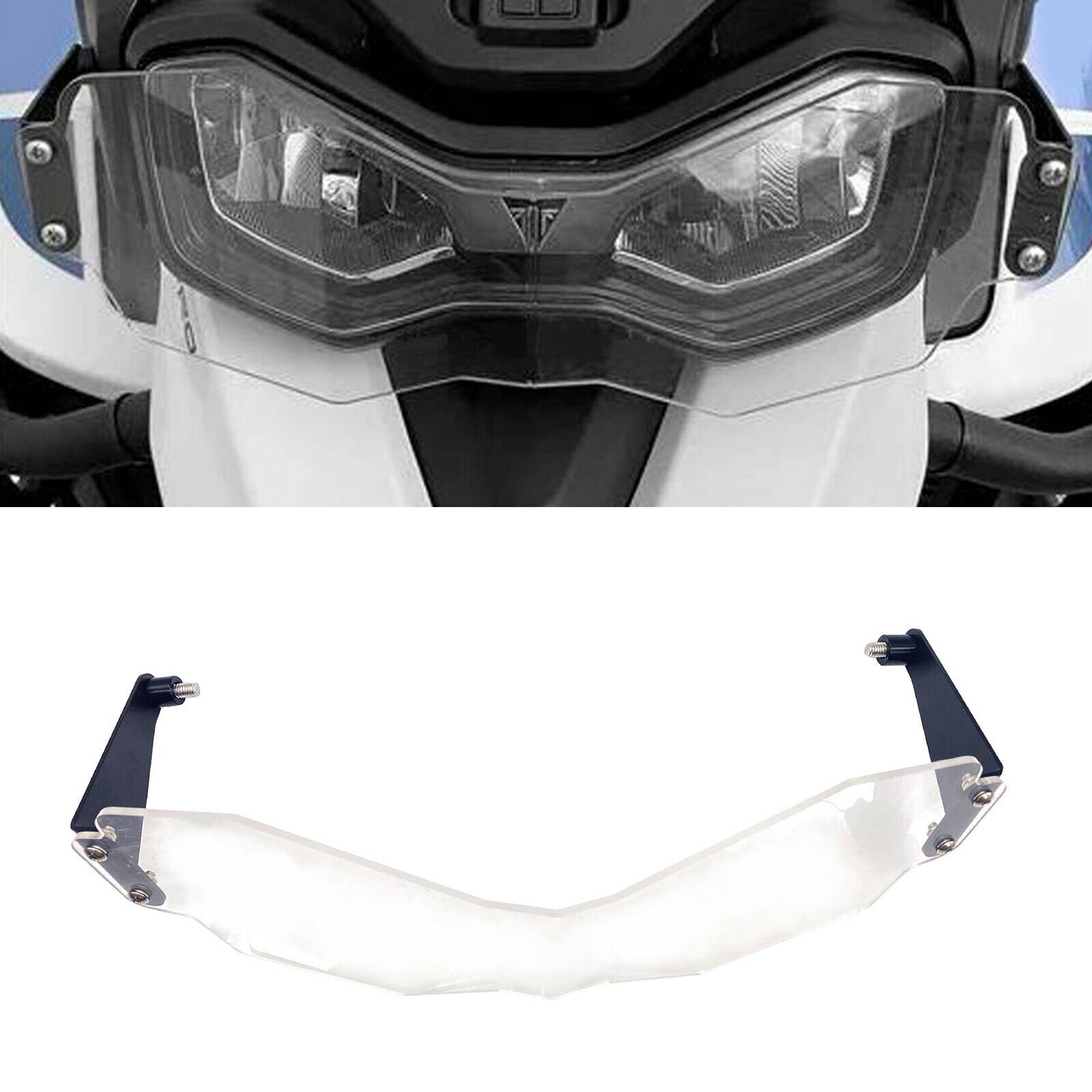 Motorcycle Headlight Protector Guard Grille Cover Transparent Light Bracket
