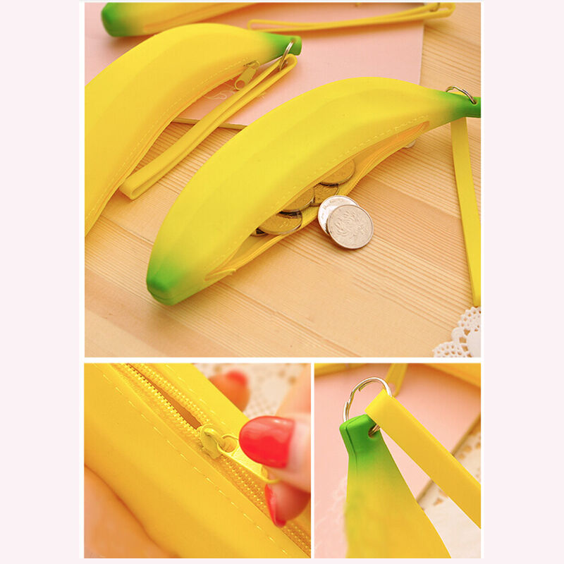 Novelty Silicone Portable Banana Coin Pencil Case Purse Bag Wallet Pouch  GwBDA