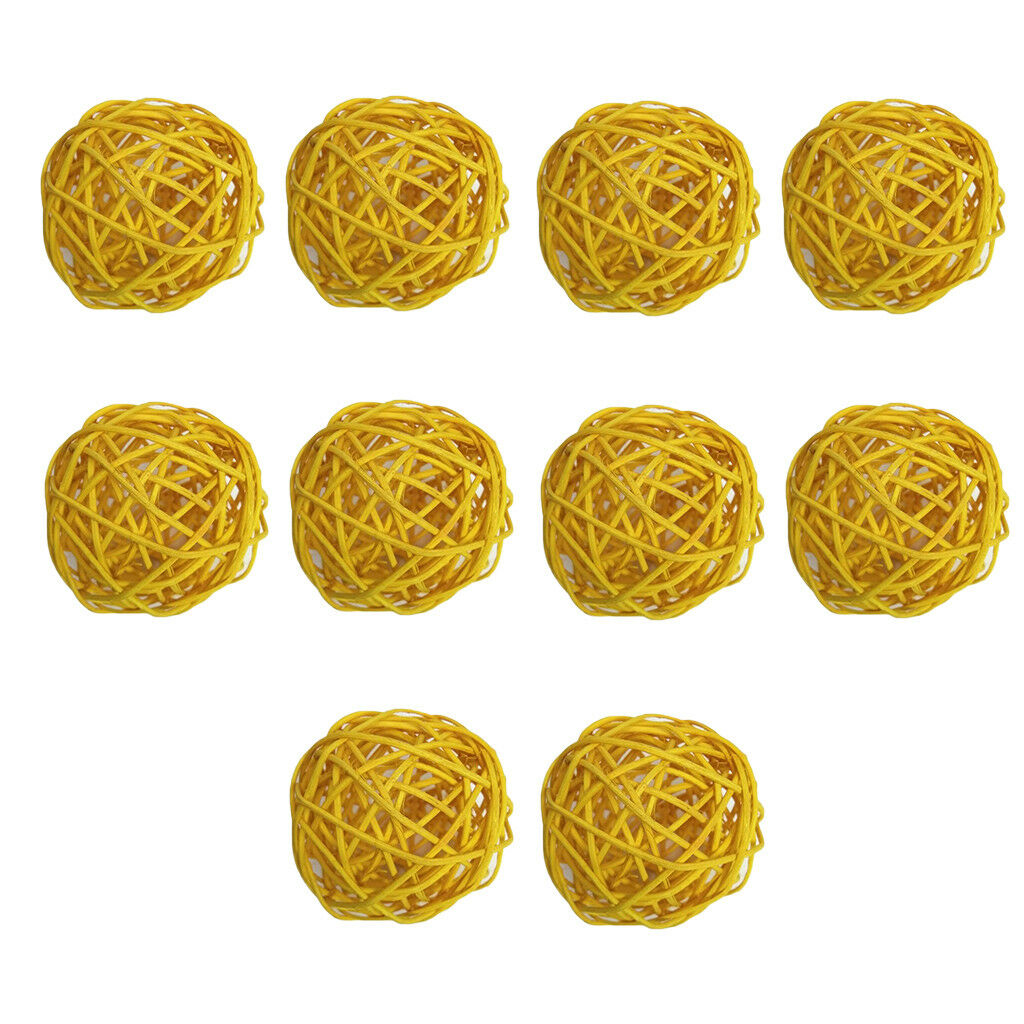 10pcs 5cm Rattan Wicker Balls Christmas Wedding Table Florist Decor Yellow