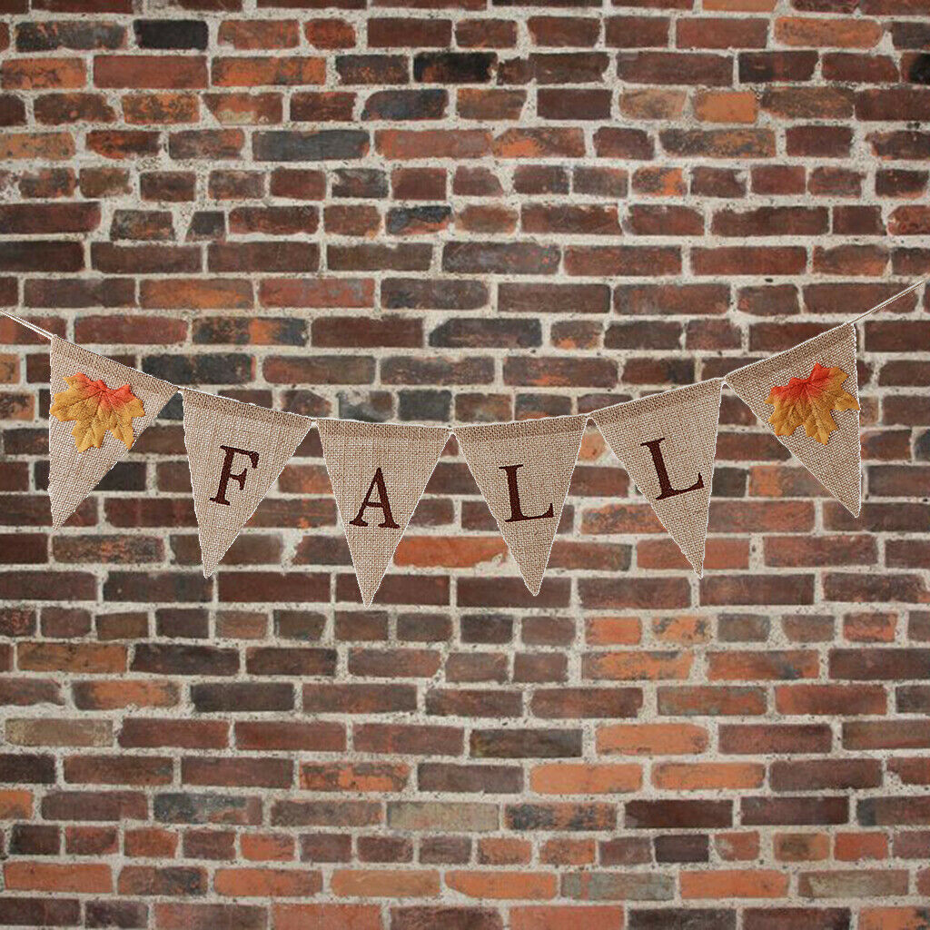 Rustic Burlap Fall Maple Leaf Banner Thanksgiving Party Hanging Sign