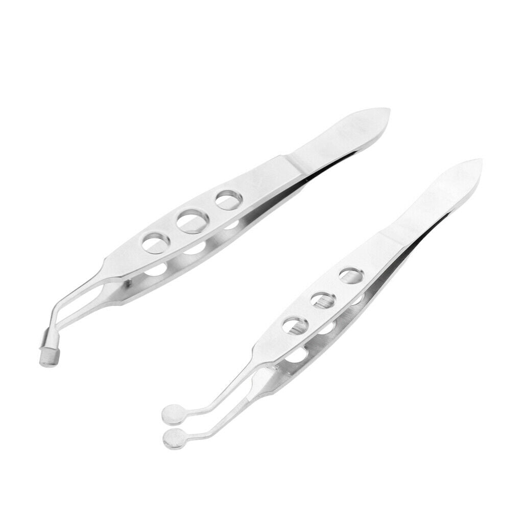 Set of 2 Stainless Eyelid Ophthalmic Instruments Eye Gland Massage Tweezer