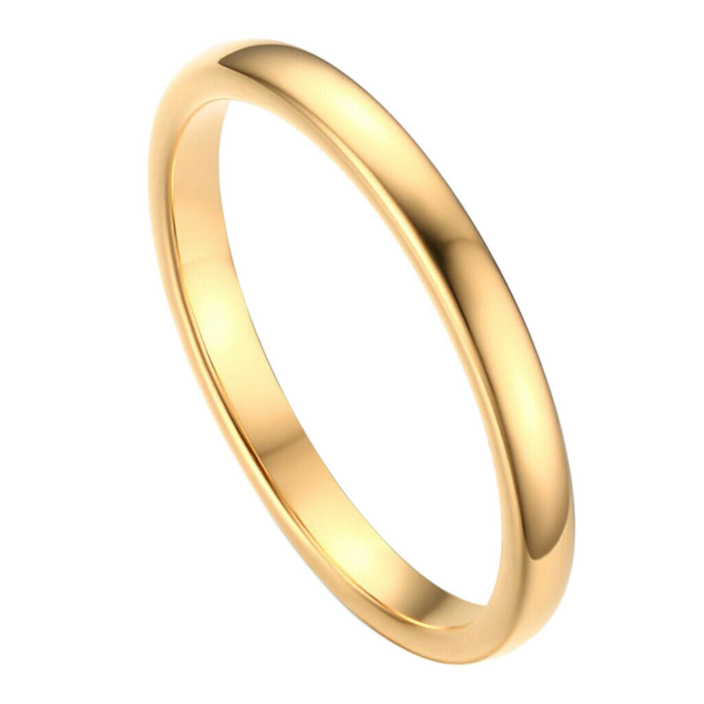 2mm High Polished Golden Simple Ring Fit Wedding Band Women's Ring 6 Yards