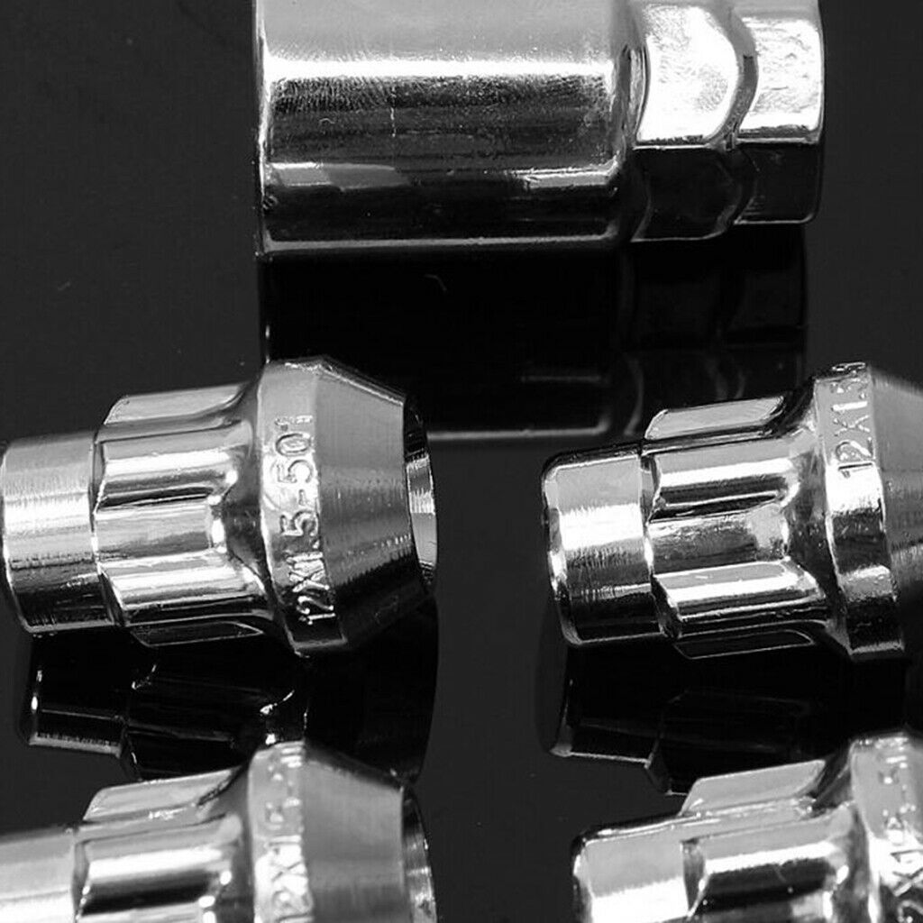 Chromed M12x1.5mm Locking Alloy Wheel Lock Bolts Tapered 4x  Nuts W/ Key