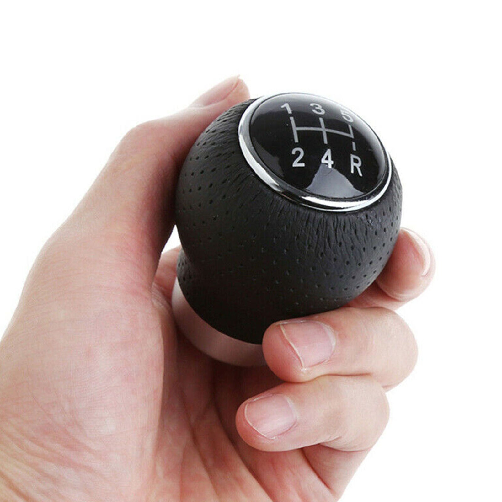Universal Manual 5 Speed Car Gear Stick Shift Knob Shifter Lever Leather Black