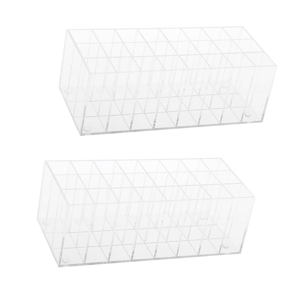 24 Slots Makeup Lipstick Polish Display Stand Rack Holder Organizer 2pcs