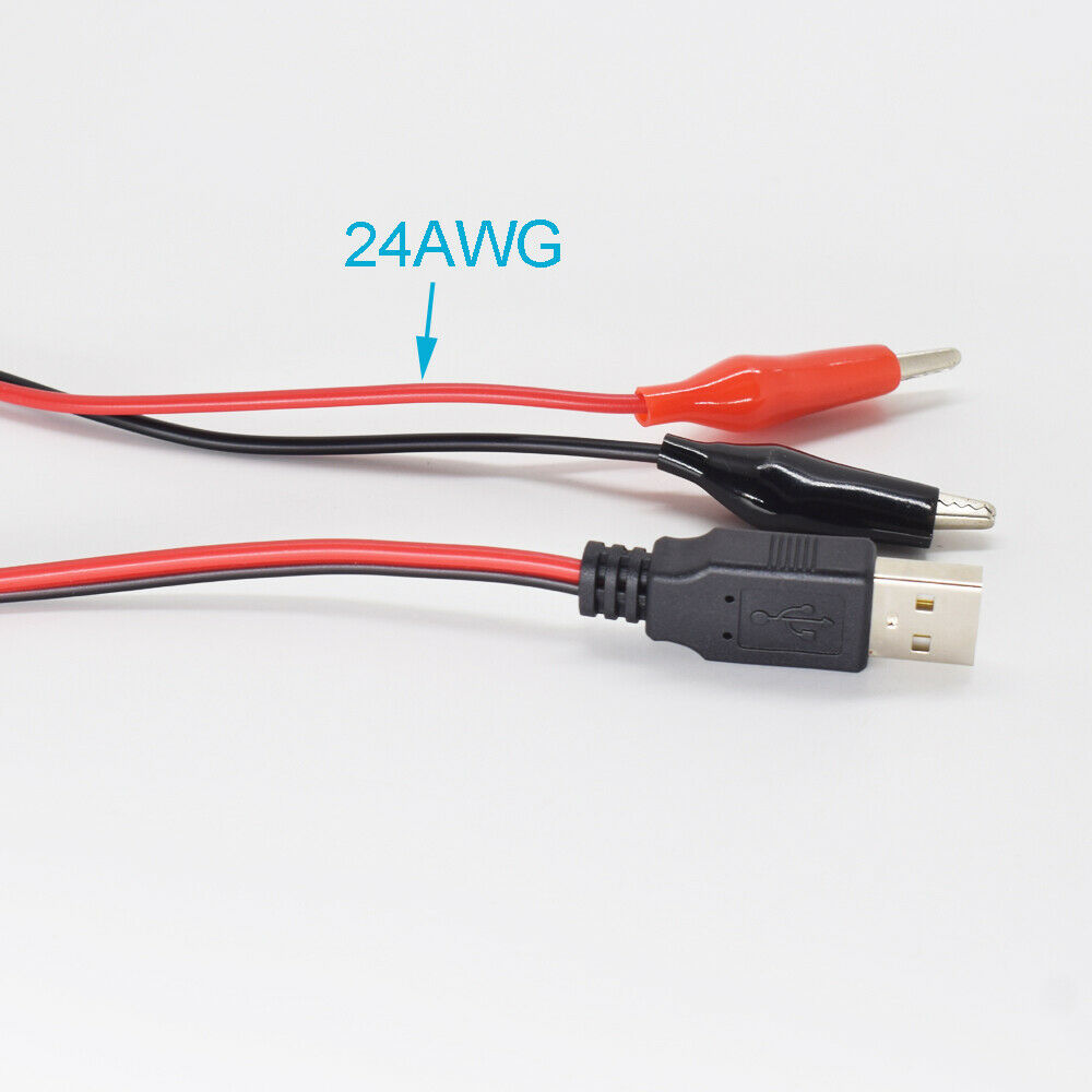 10pcs 0.5M/50cm USB A Male To Dual Alligator Clip Phone Test Power Cable Lead