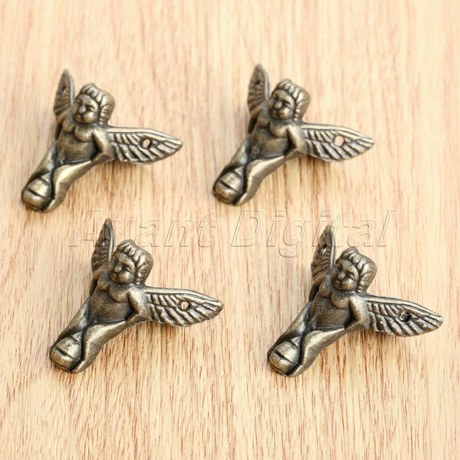 Retro Jewelry Gift Box Chest Table Feet Leg Corner Protectors Angel Style 4pcs
