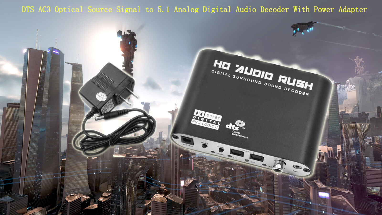 Converter DTS AC3 Source to 5.1 Analog Digital Stereo Audio Decoder US Plug CN