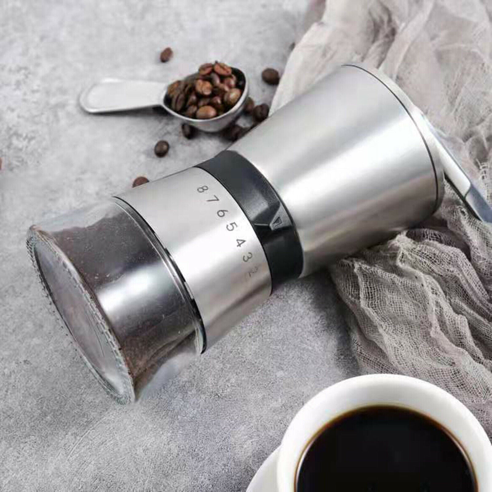 Durable Portable Manual Coffee Grinder with Adjustable 8 Setting Hand Mill for
