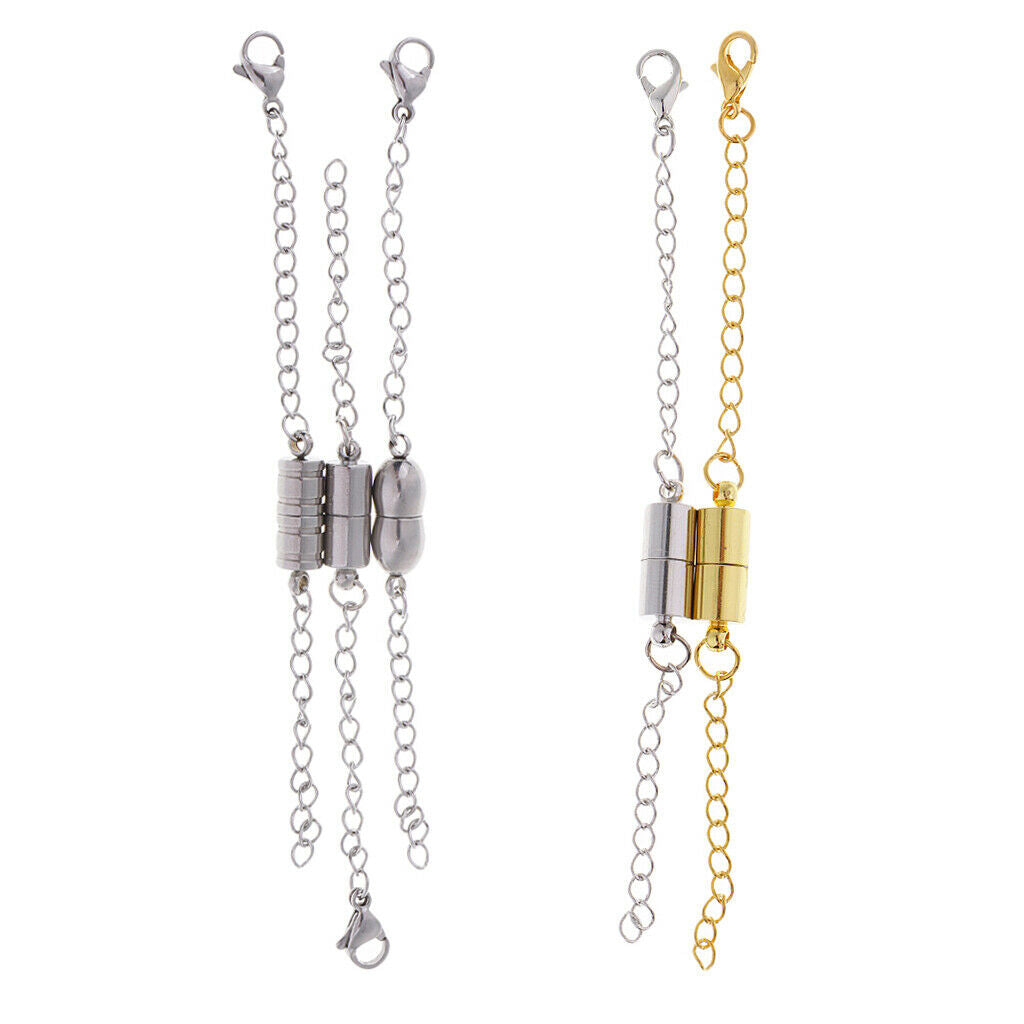 5 Set Stainless Steel Magnetic Clasps Connector with Extender Chain Findings