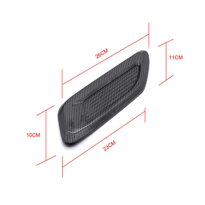 2PCS Universal Car Hood Air Vent Louver Cooling Panel Trim Carbon Fiber Pattern