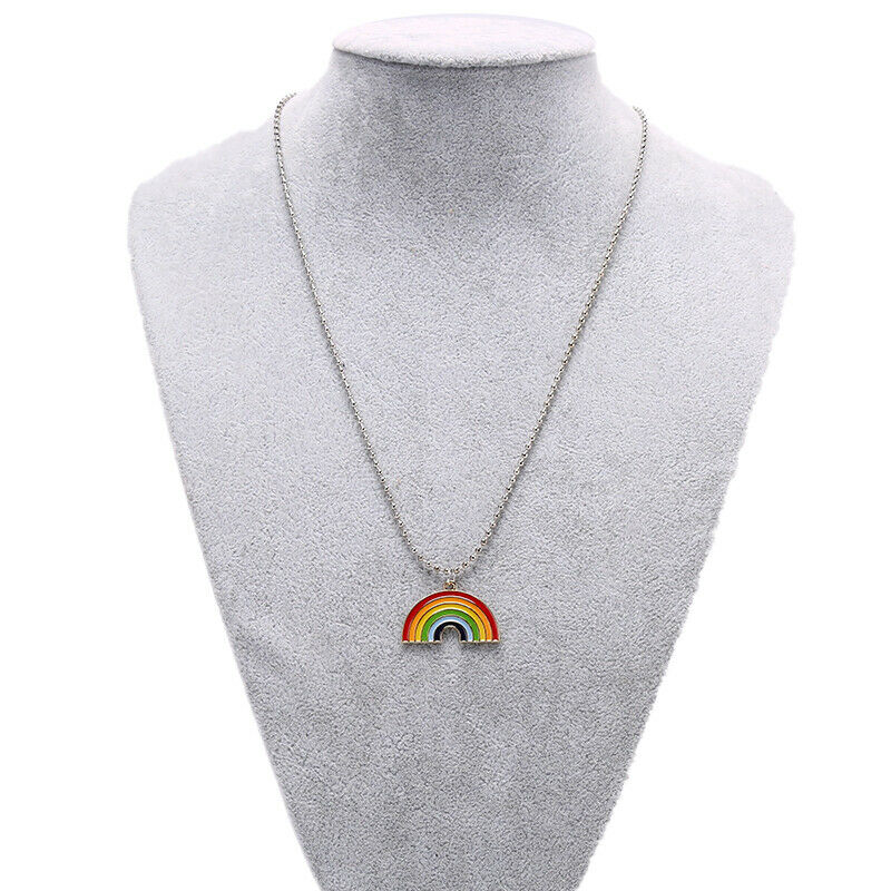 Fashion Colorful Rainbow Pendant Round Beads Chain Women Men Necklace Jew.l8