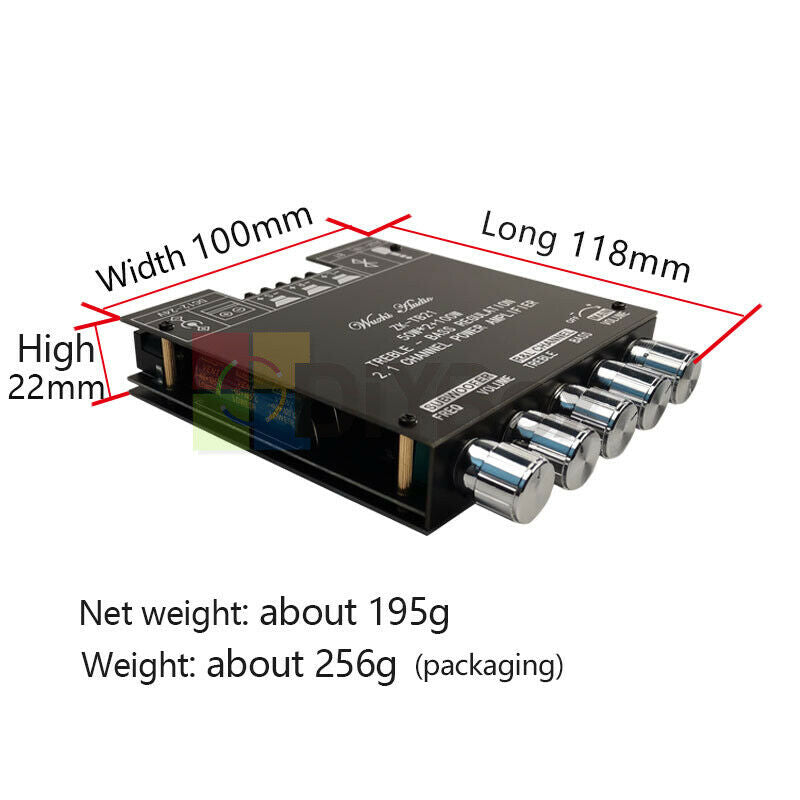 TPA3116D Digital Amplifiers Board Bluetooth 5.0 2.1 Channel Audio 2*50W+100W AUX