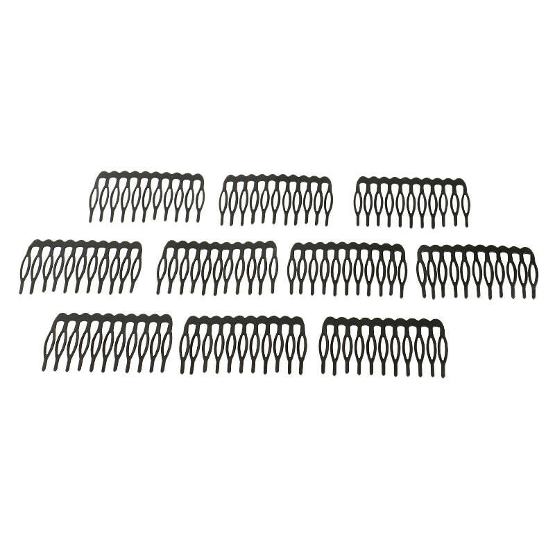 Set of 10 plug-in comb hair accessories women, metal, black