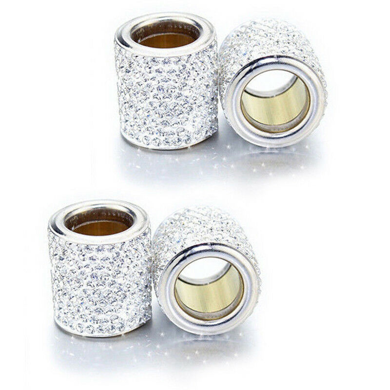4PCS Diamond Bling Crystal Car Headrest Collar Interior Decor Cylindrical Grand