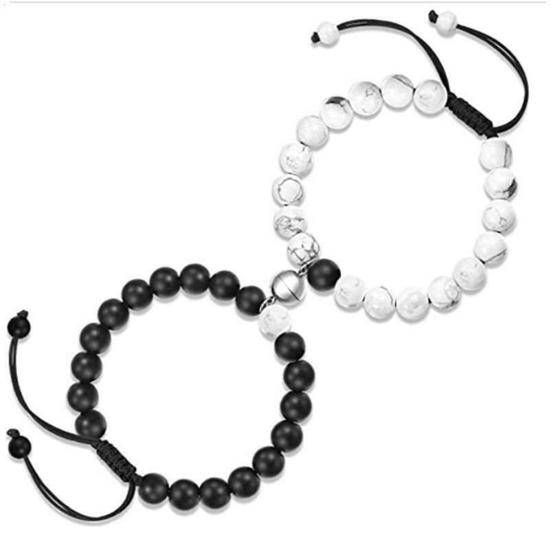 Black Matte Agate Bracelet Couple Bracelet Long Distance Energy Bead Bracelet