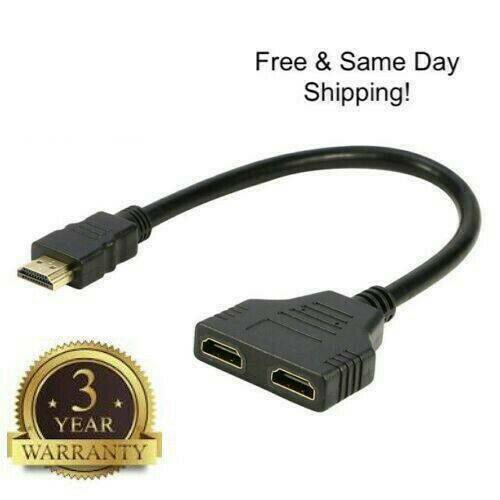 1In2 1080P HDMI Port Male To 2 Female Out Splitter Cable Adapter Converter Home-