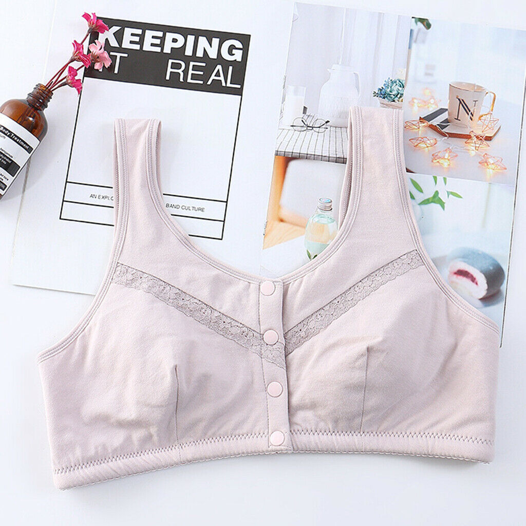Women Front Closure Vest Bra Comfort Full Coverage Bra Light Purple XL