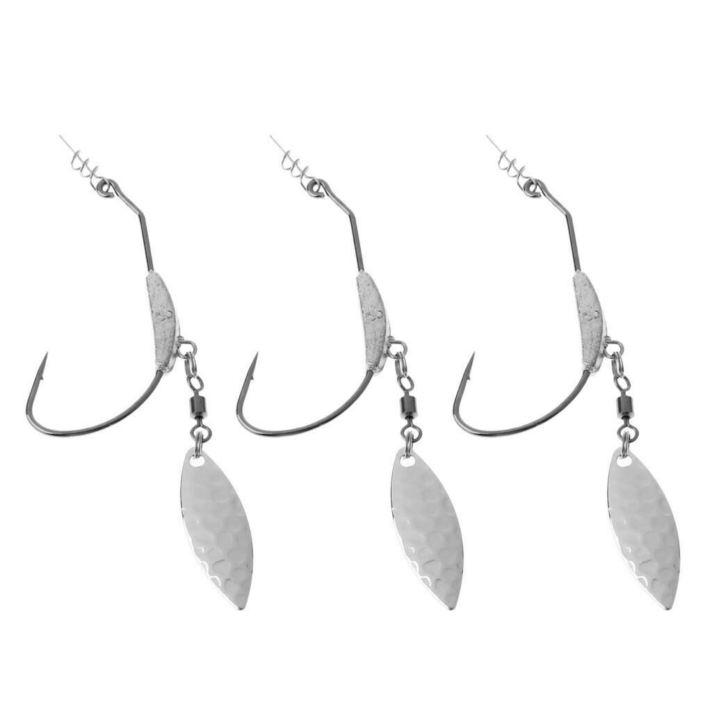 6PCS Flashy Swimmer Hooks W/ Centering-Pin Spring & Lead & Spoon for Swimbaits