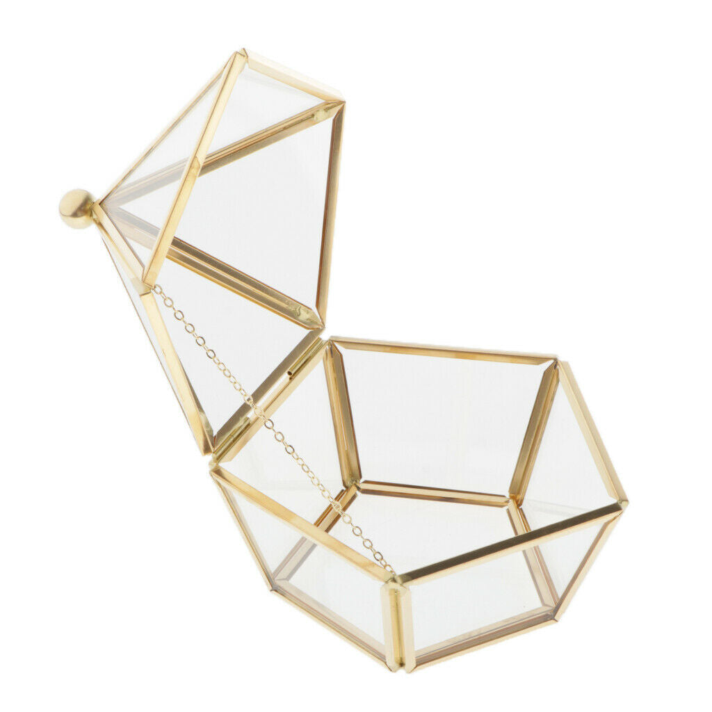 Glass Jewelry Trinket Boxes Case With Cover Plant Flower Container Terrarium