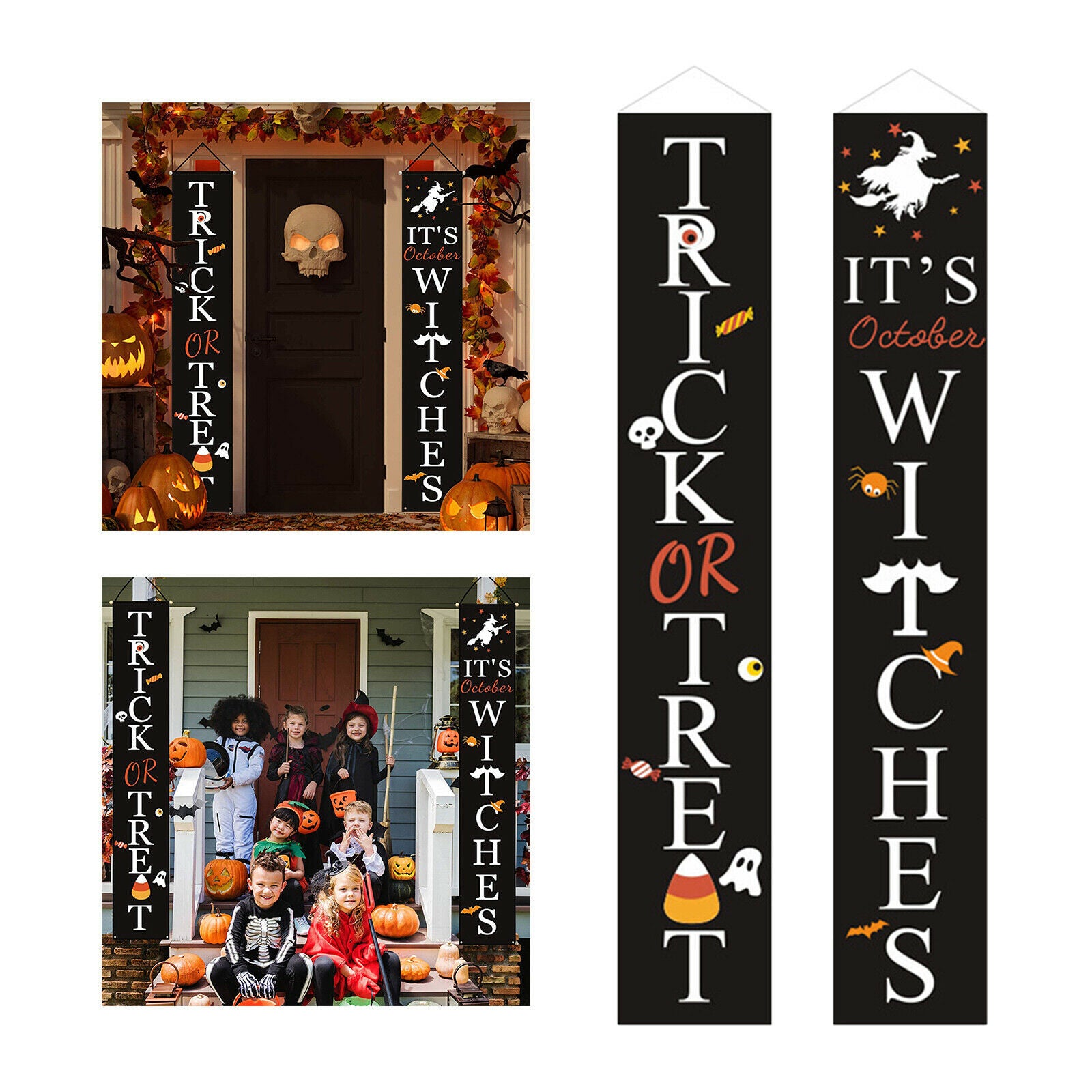 Halloween Party Hanging Flag Porch Sign Halloween Festival Supplies For Home