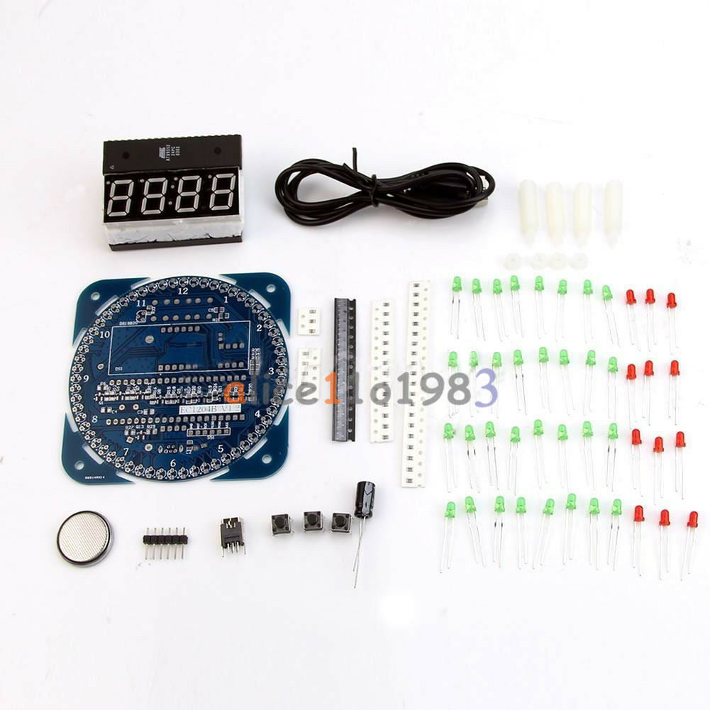 DIY DS1302 Rotating LED Electronic Digital Clock Kit 51 SCM Learning Board 5V